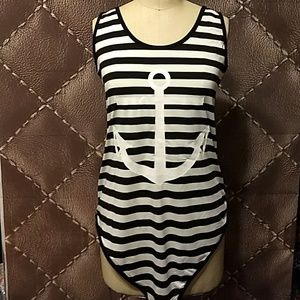 Nautical lycra bodysuit. Large.